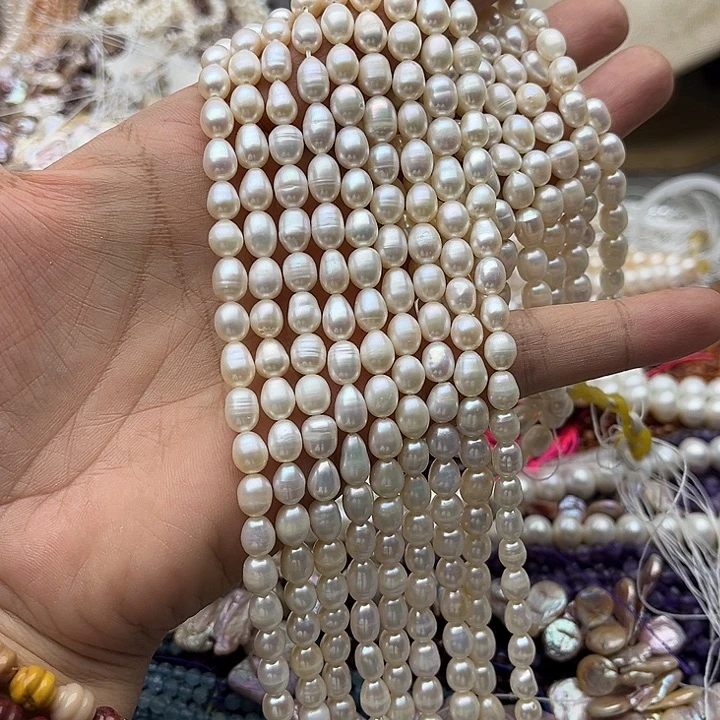 玛瑙/玉髓未镶嵌珠宝半成品一条6mm左右极光米珠珍珠