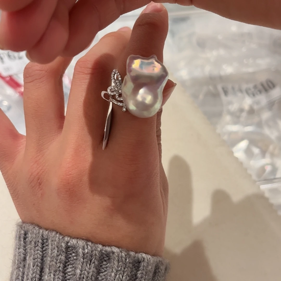 淡水珍珠戒指银S925镶嵌