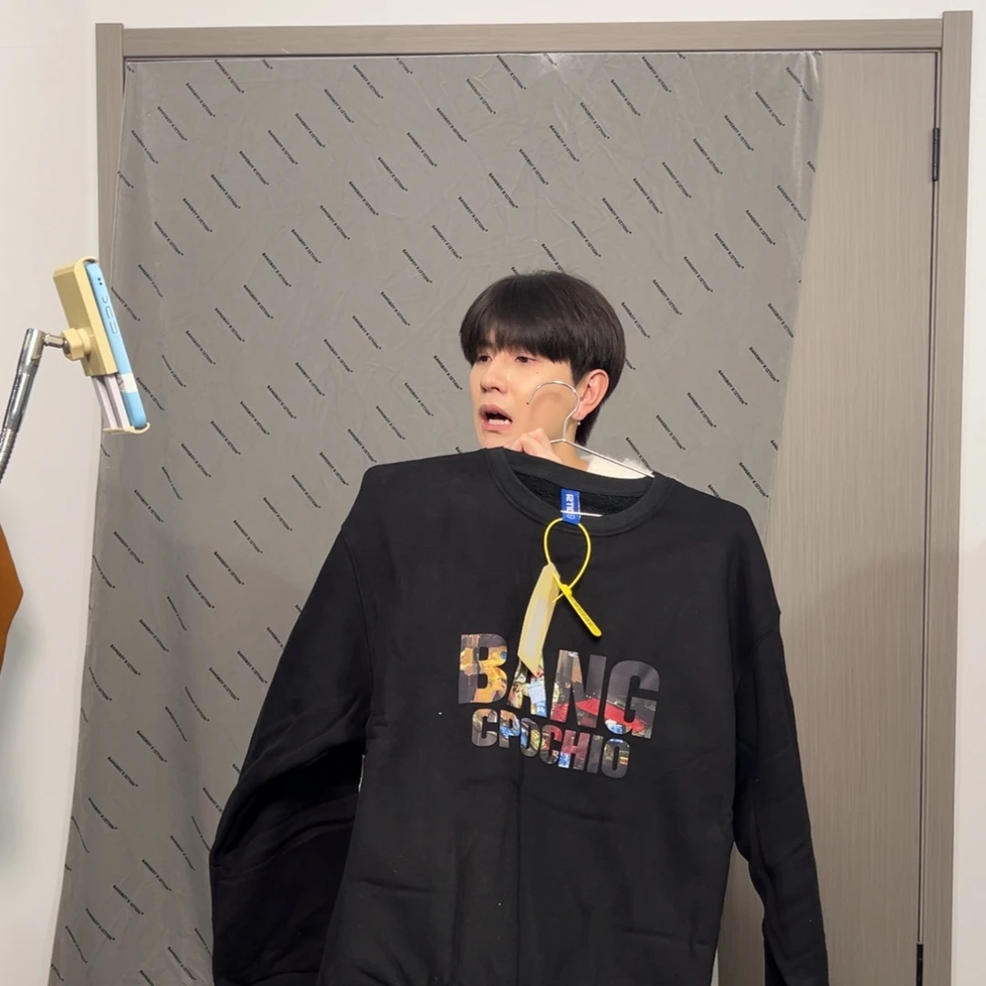 套头款潮流时尚黑色圆领卫衣l码