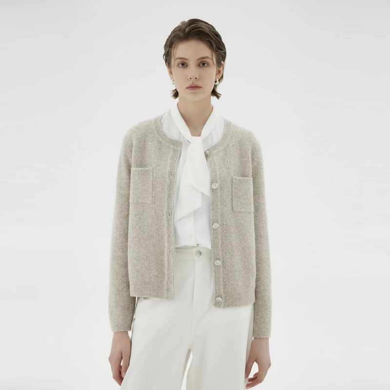 【女装优选KY】PRICH小香风圆领毛针织衫长袖保暖开衫女PRKCE4902M