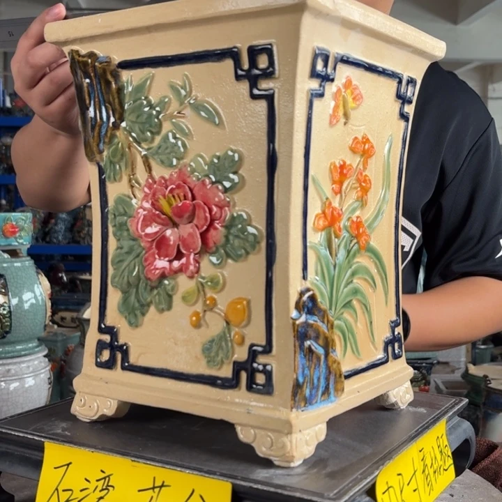 。一风堂石湾花盆 小缝隙 色差 内19*29