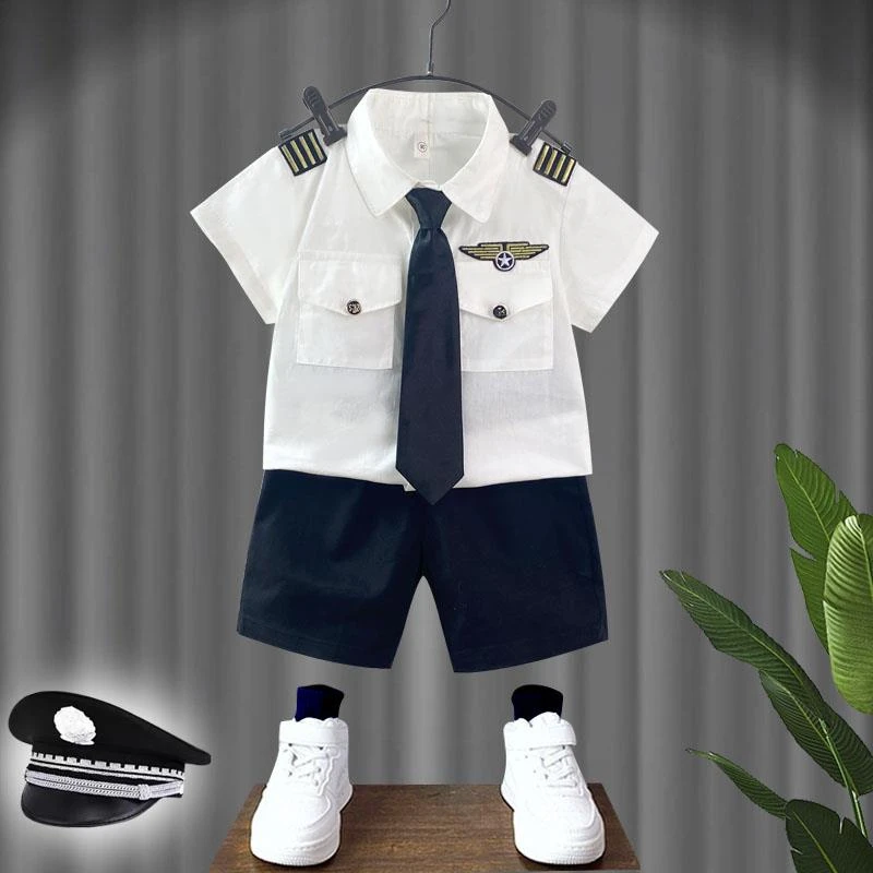 ba巴拉扣扣巴拉儿童中国机长制服男童警察服套装小男孩警官衣服