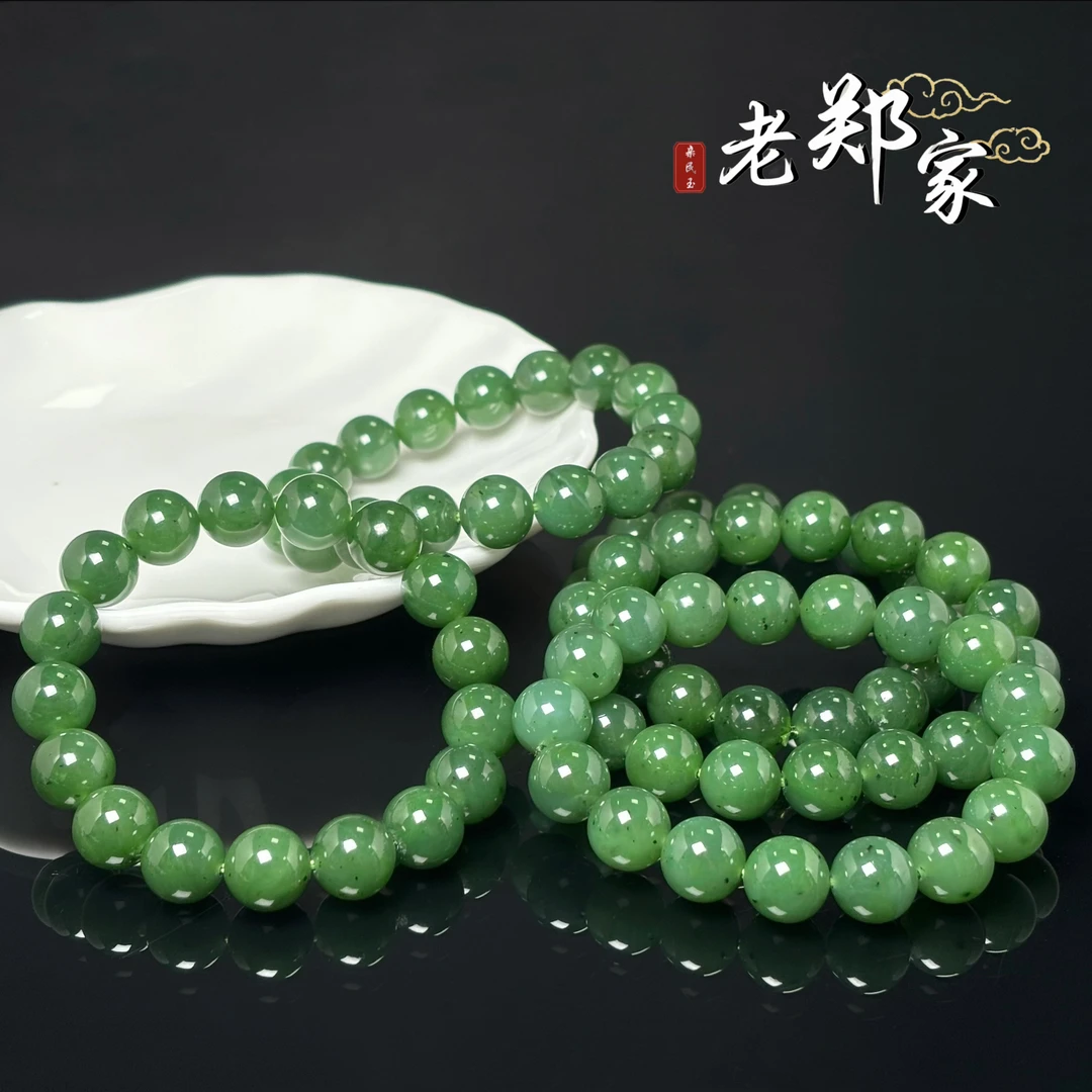 【老郑家】和田玉手串 1530（多样性发一件）微黑点 约11mm+