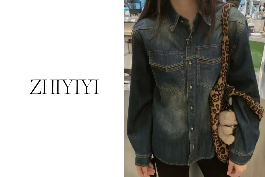 【ZHIYIYI】娟子推荐 66239款时尚百搭复古加绒水洗牛仔衬衣