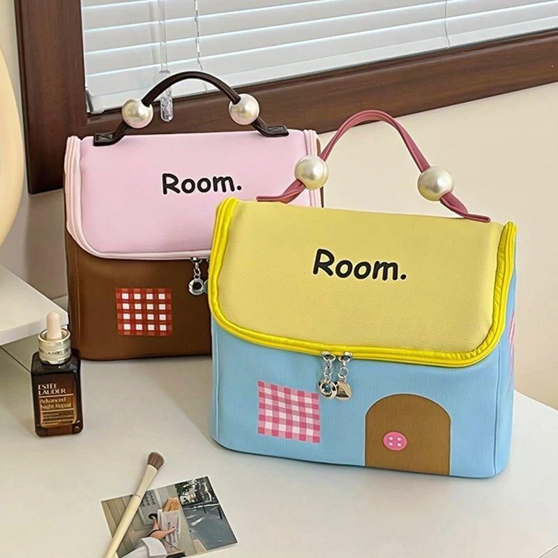 多巴胺可爱小房子化妆包大容量分区手提新款防水旅行便携收纳袋qt