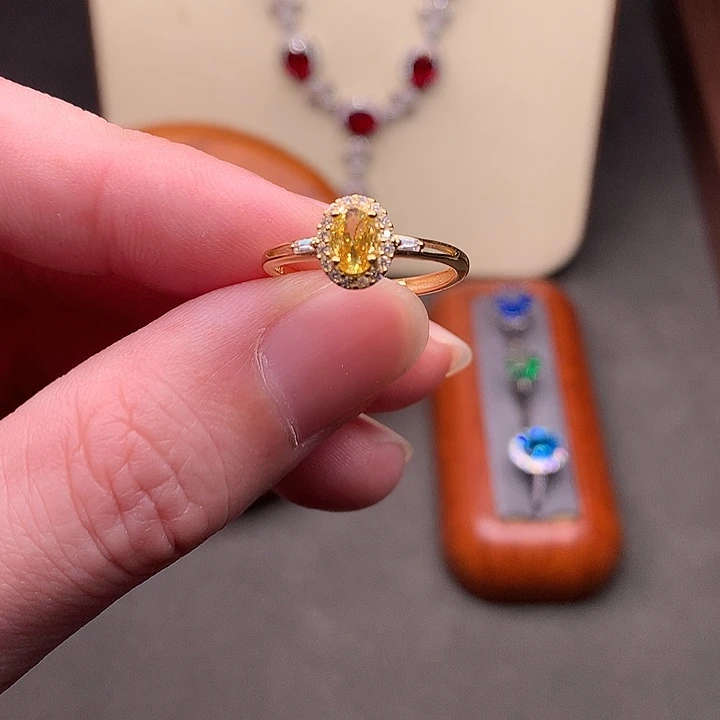 戒指银S925镶嵌彩色蓝宝石