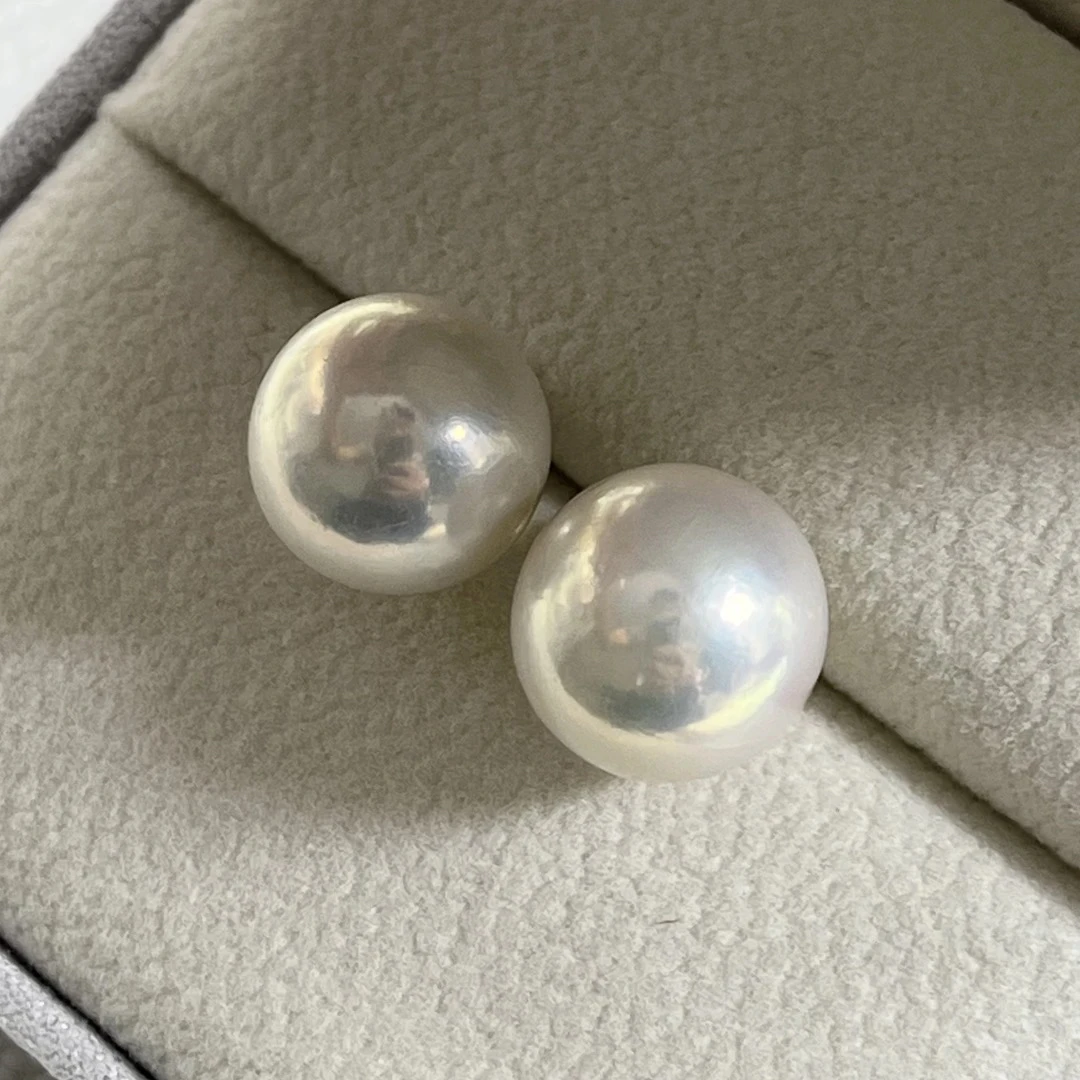 超大龙珠12-13mm镜面极强光淡水爱迪生珍珠耳饰耳钉女王范