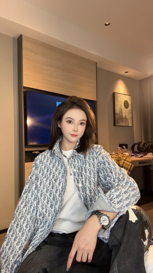 【钱老板】满天星蓝底白字男士秋季百搭衬衫外套D13326