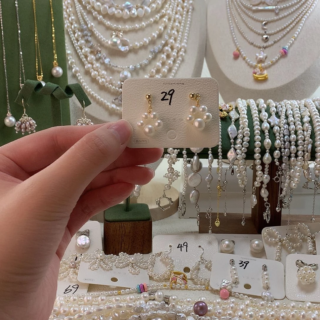 淡水珍珠耳饰合金