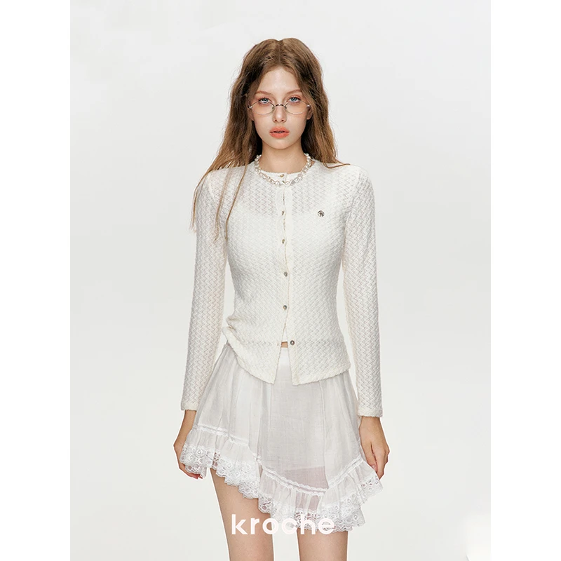 【美娇粉丝专属】Kroche 白雪绒云 毛绒感肌理 修身针织开衫