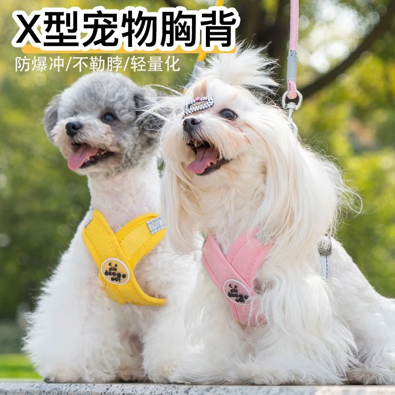 狗狗牵引绳透气背心式胸背带反光狗链网红脖圈博美比熊中小型狗绳