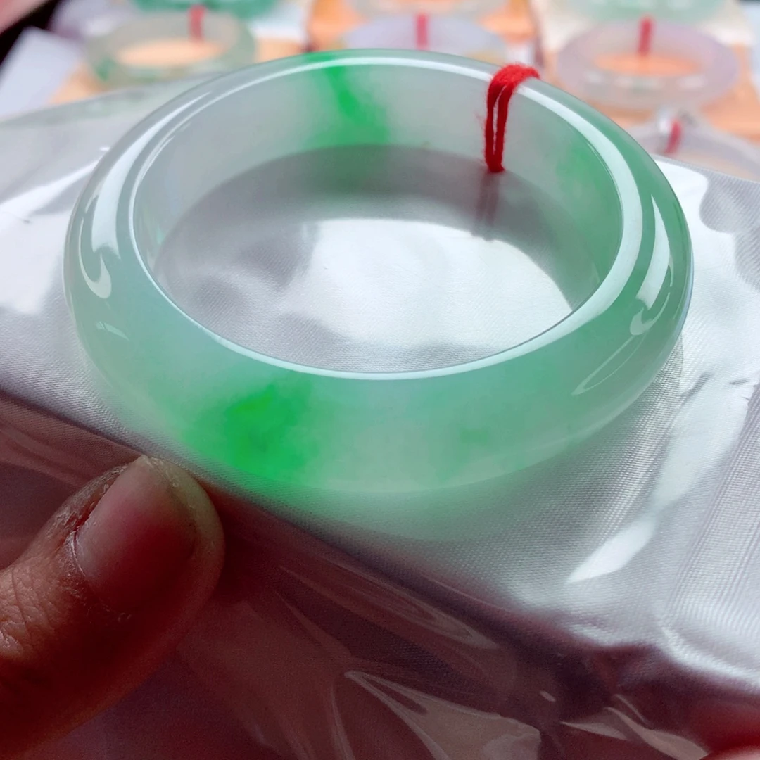 翡翠未镶嵌手镯师妹54,2阳春白雪正阳绿（12号）