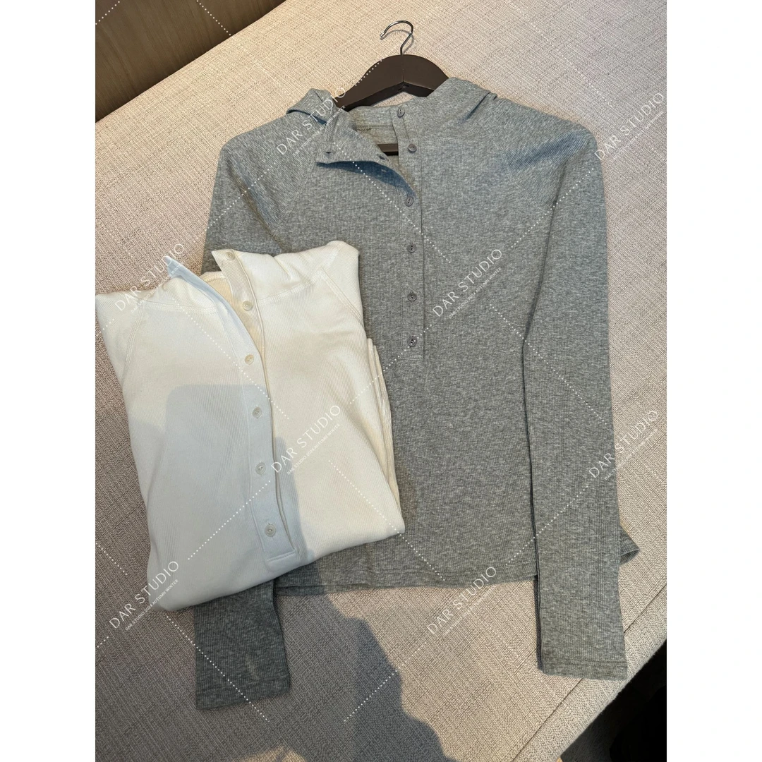 DAR STUDIO 深圳货【墨尔本】2025早春新款半门襟连帽针织衫88312
