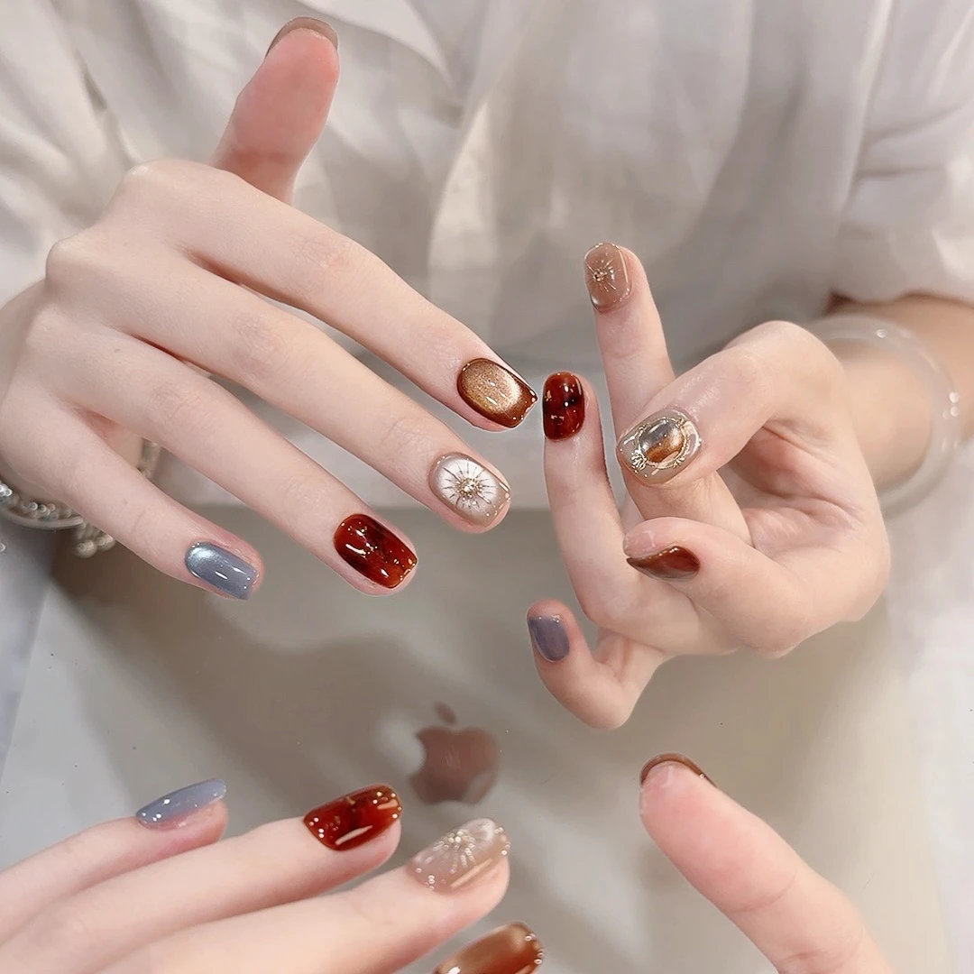 【落日潮汐】显白必入 穿戴甲 定制美甲贴片10片装ims