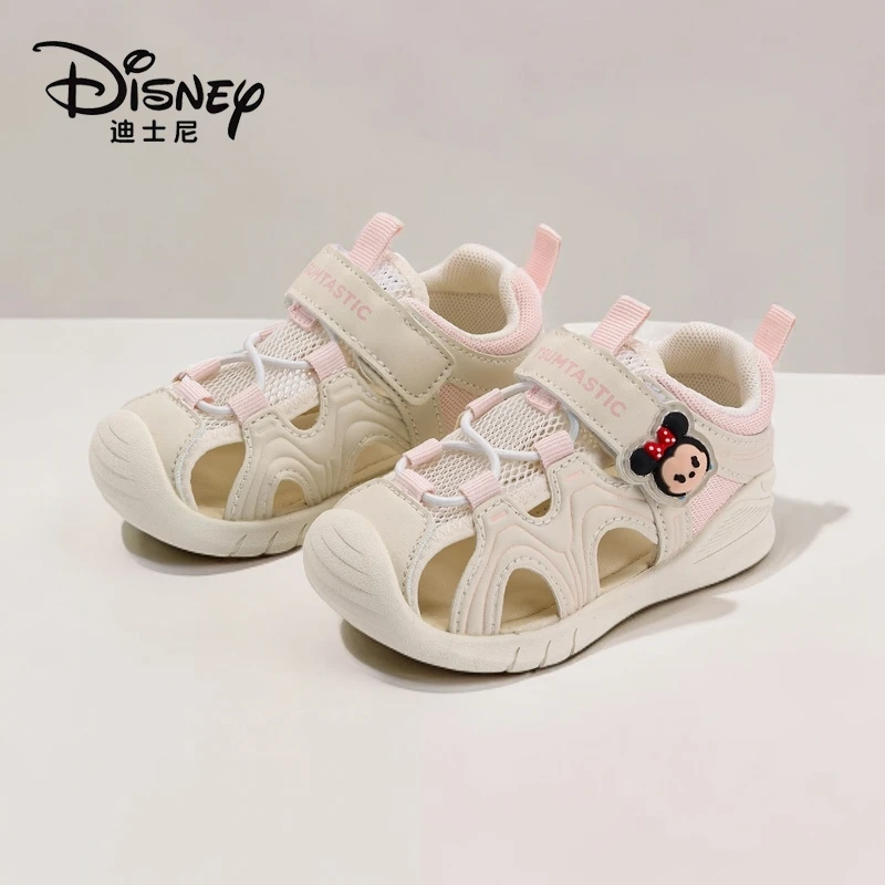 Disney/迪士尼童鞋 皮革拼接包头男女夏季凉鞋防滑清爽运动宝宝鞋
