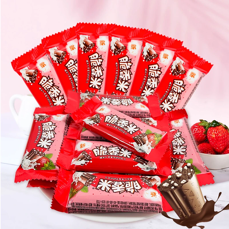 【临期】【12月到期】脆香米草莓味巧克力12g*28条散装牛奶夹心巧克力