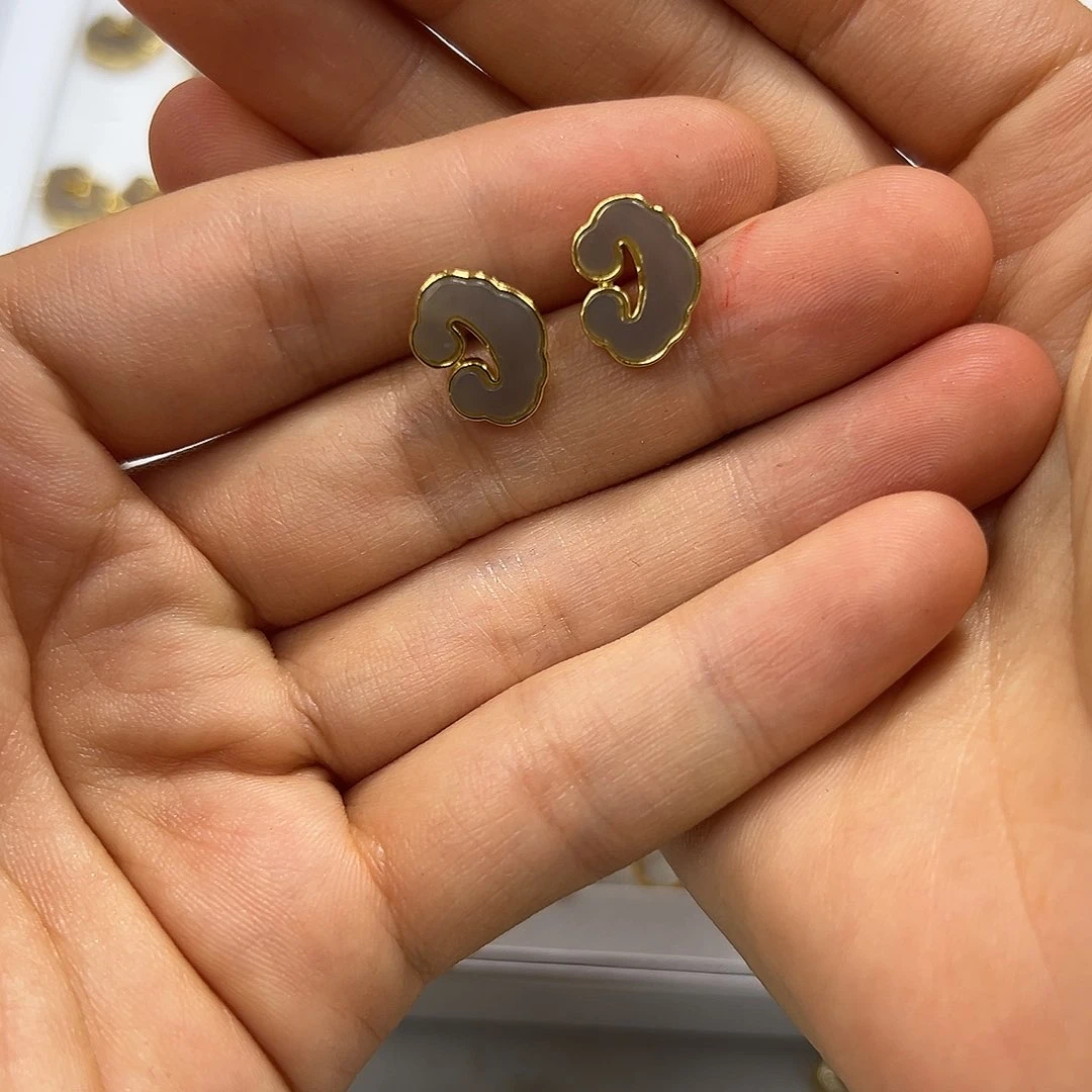 和田玉银S925镶嵌耳饰@****冰