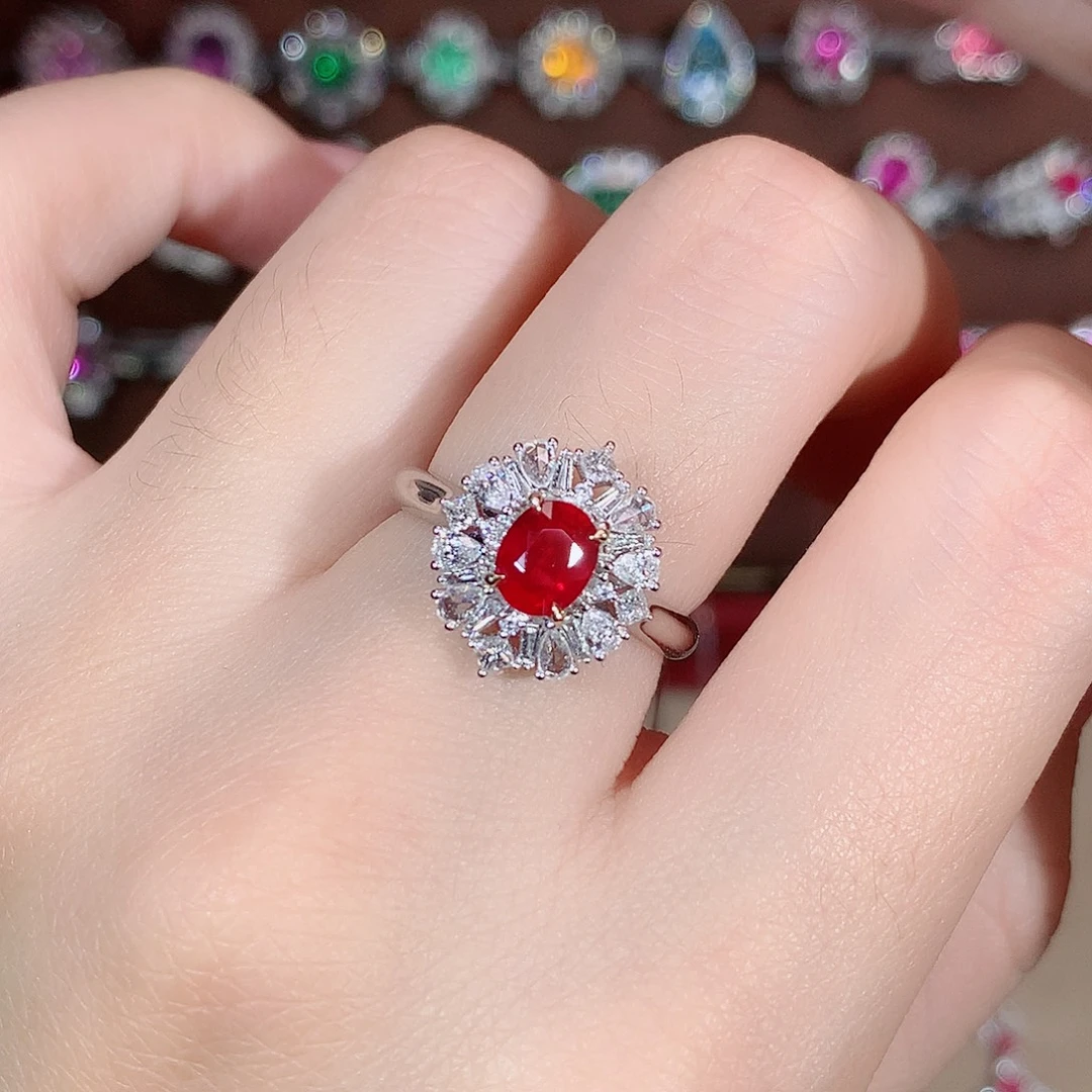 18K金镶嵌戒指红宝石1.07ct/天然宝石/七天无理由