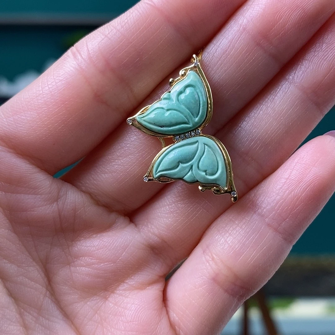 绿松石18K金镶嵌珠宝奇石