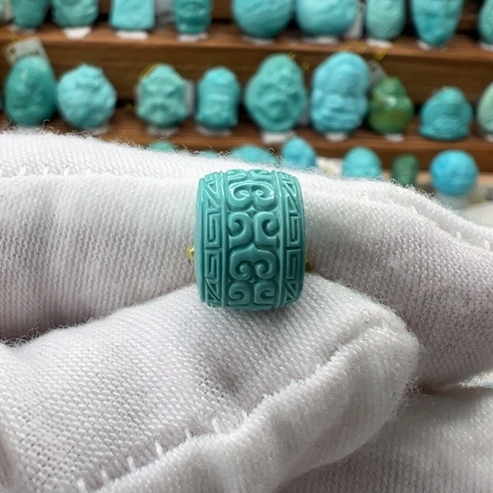 绿松石未镶嵌回纹珠10.6mm