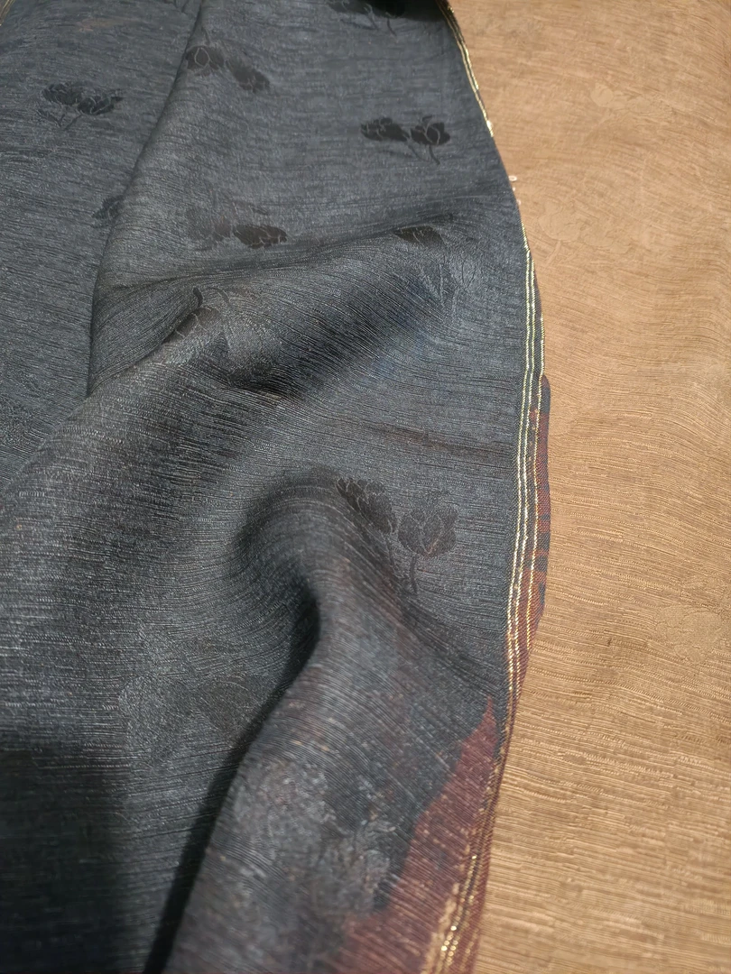 宽幅真丝小花朵提花香云纱莨绸面料