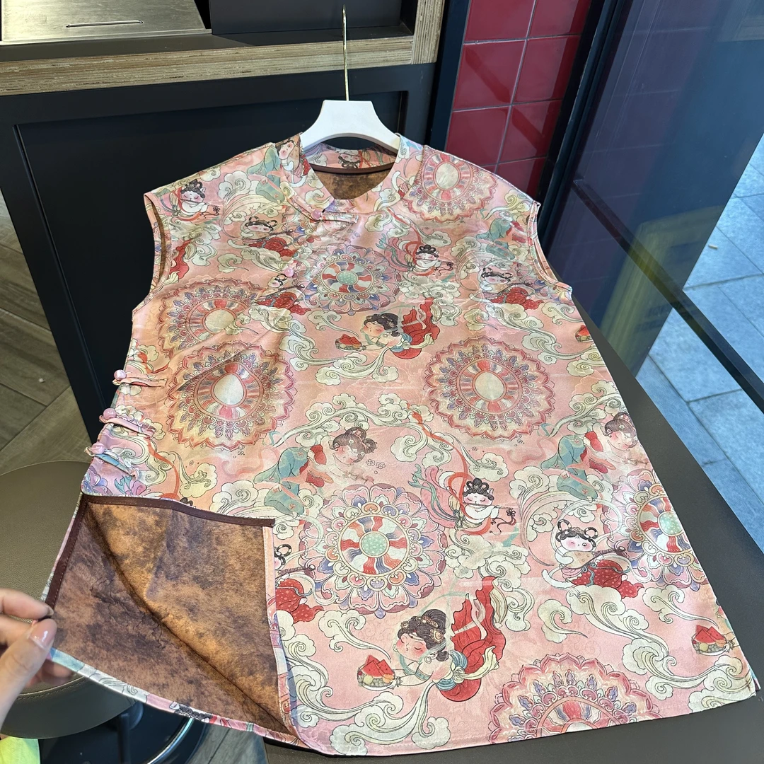 【小唐人 飞飞袖奥黛】气质时尚先后立领斜襟飞飞袖中长款上衣Hh