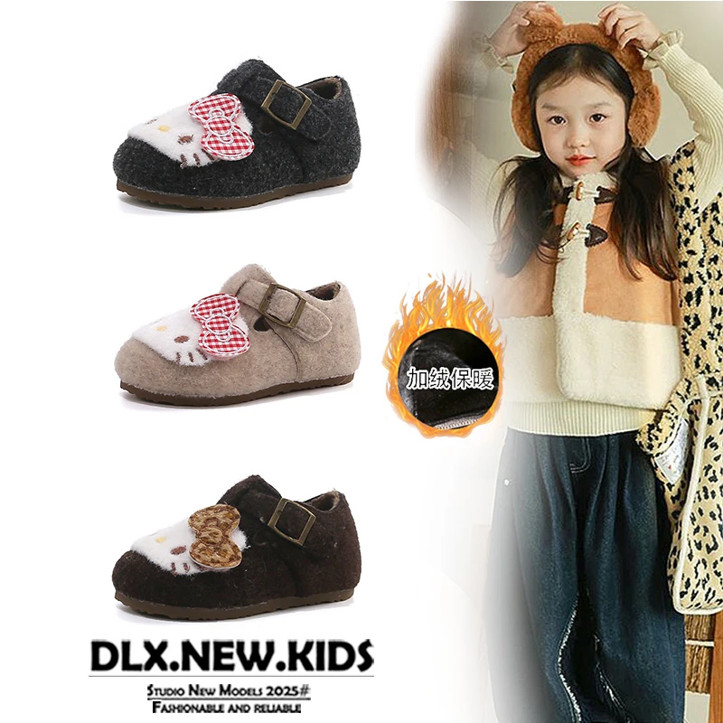 2025冬季新款女童复古KT猫保暖二棉勃肯鞋-099