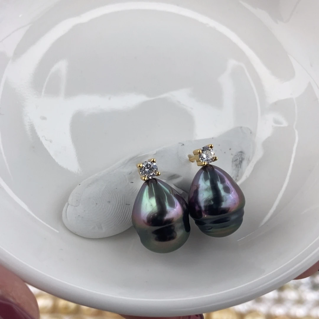 银S925镶嵌耳饰海水珍珠11-12/特价699