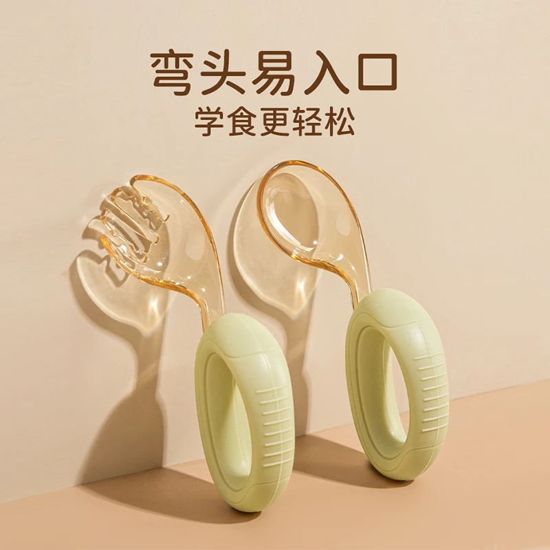 蓓比舒婴儿学吃饭训练叉勺一岁宝宝自主进食勺辅食勺儿童餐具套装