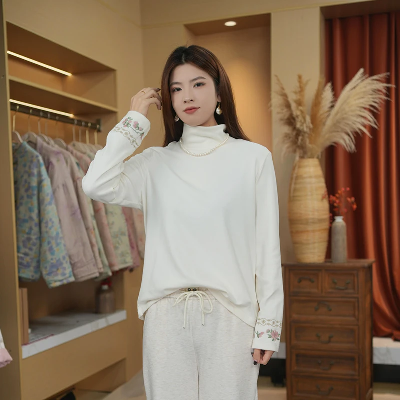 【从简】国风冬新款半高领长袖加绒遮肉显瘦打底衫