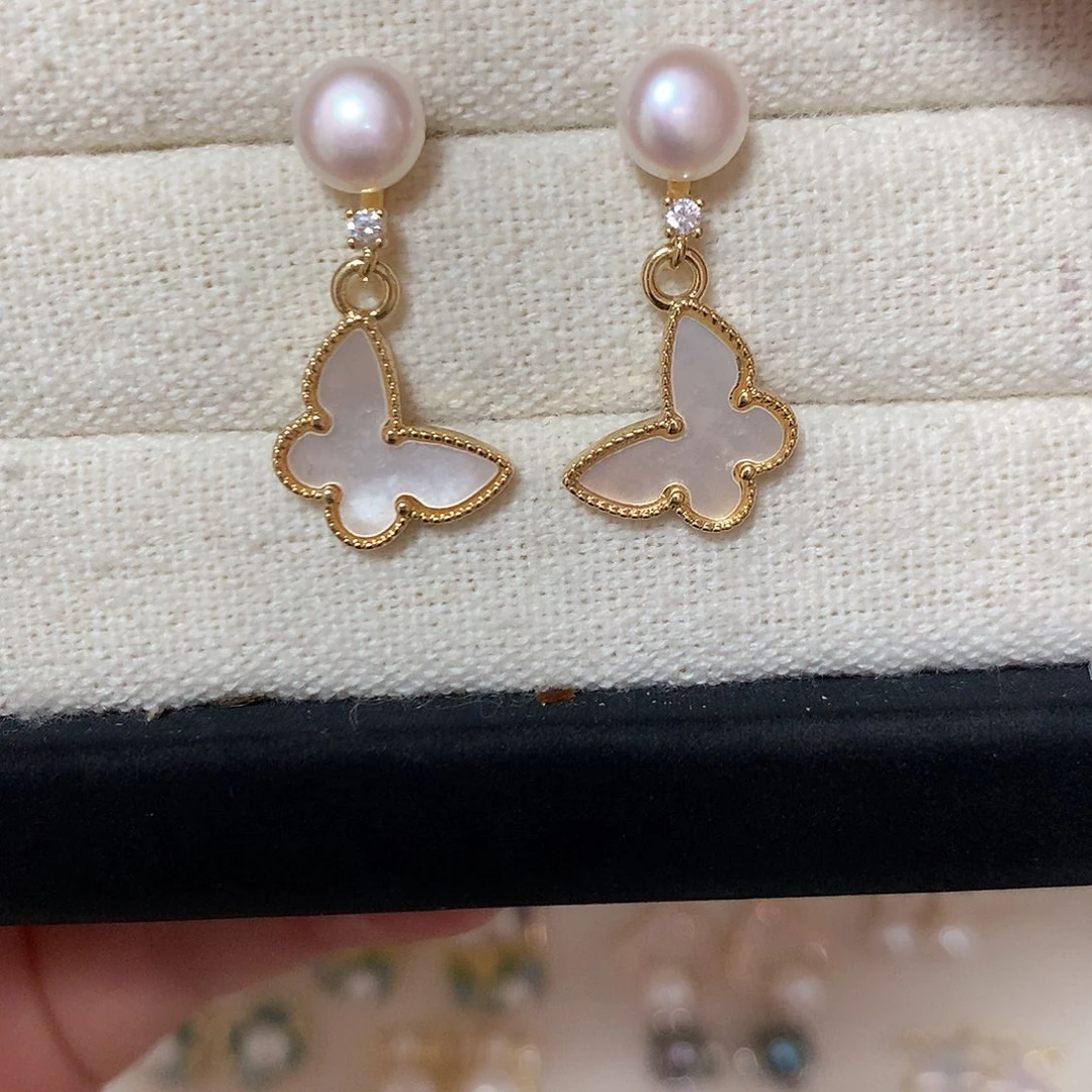 淡水珍珠耳饰合金