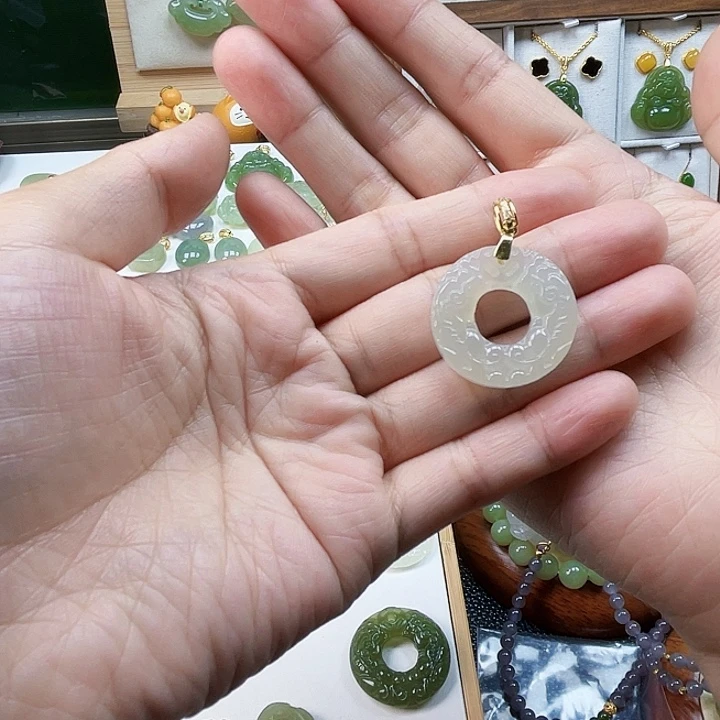 和田玉银S925镀金镶嵌吊坠(不含链)希*