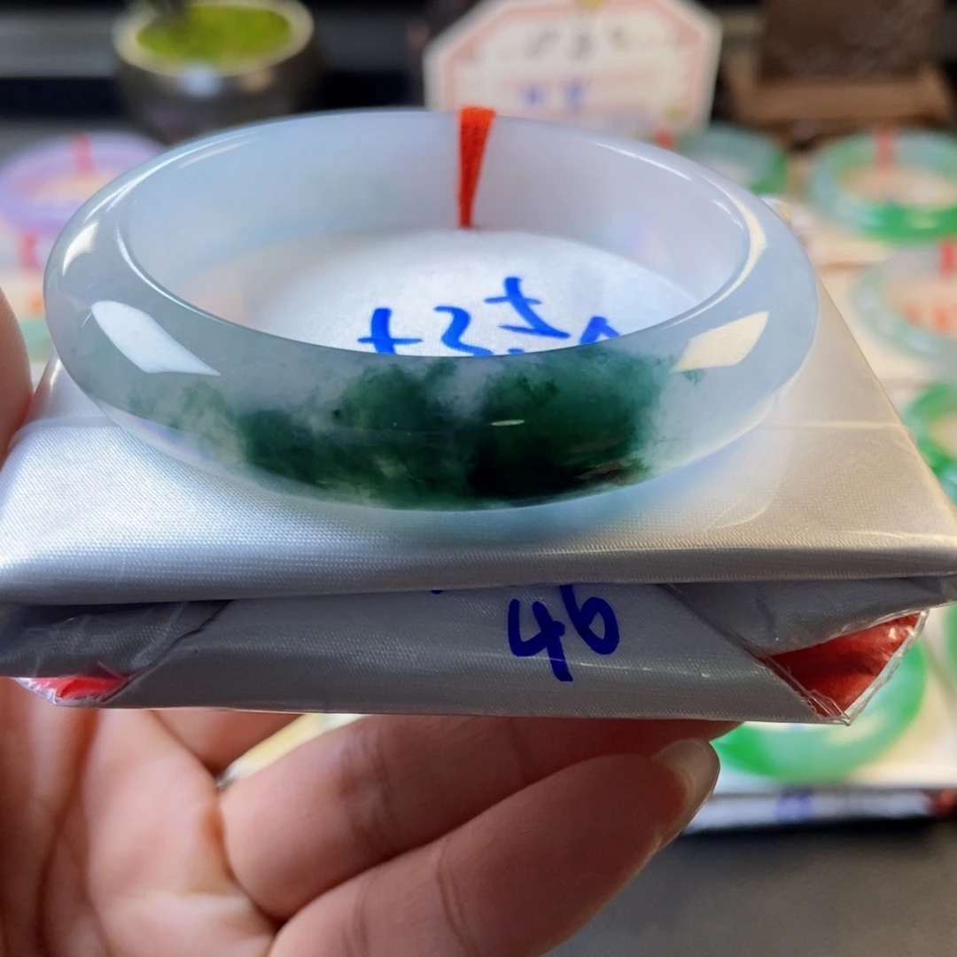 翡翠未镶嵌手镯32冰胶芙蓉花