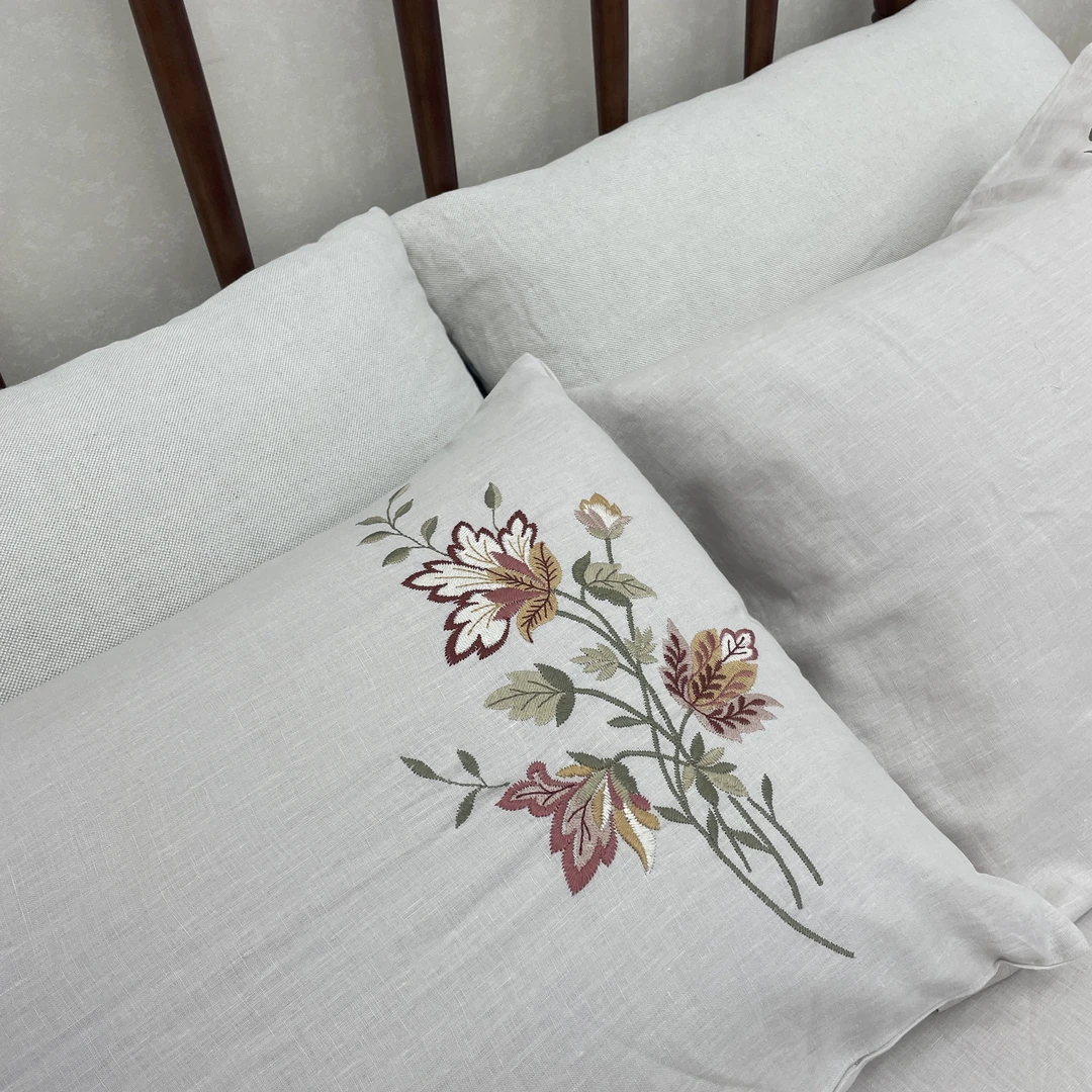 【100%汉麻】高端大气花束刺绣四件套