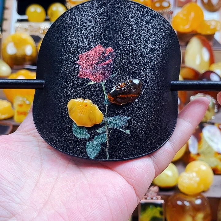 琥珀未镶嵌戒指发簪