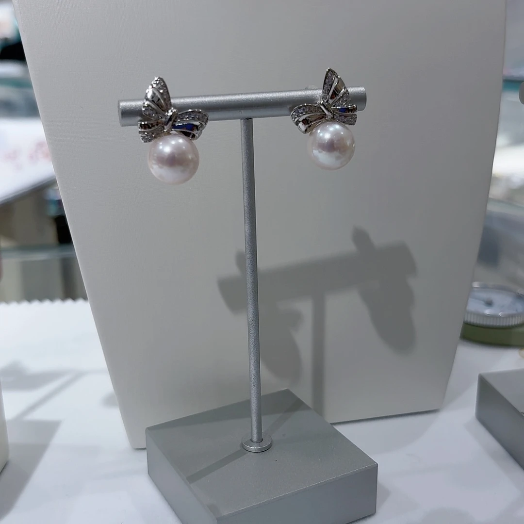 银S925镶嵌耳饰淡水珍珠