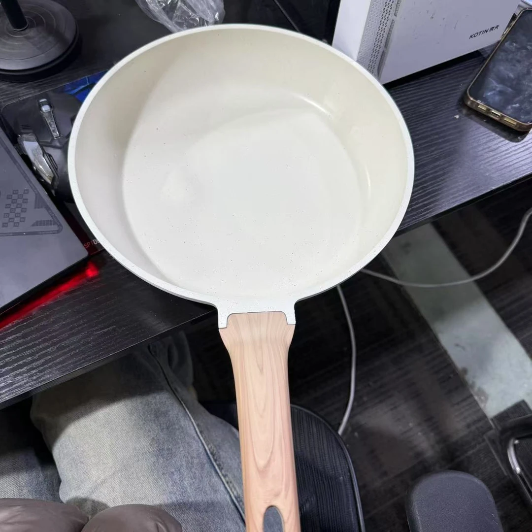 内外麦饭石平底煎锅不粘24cm