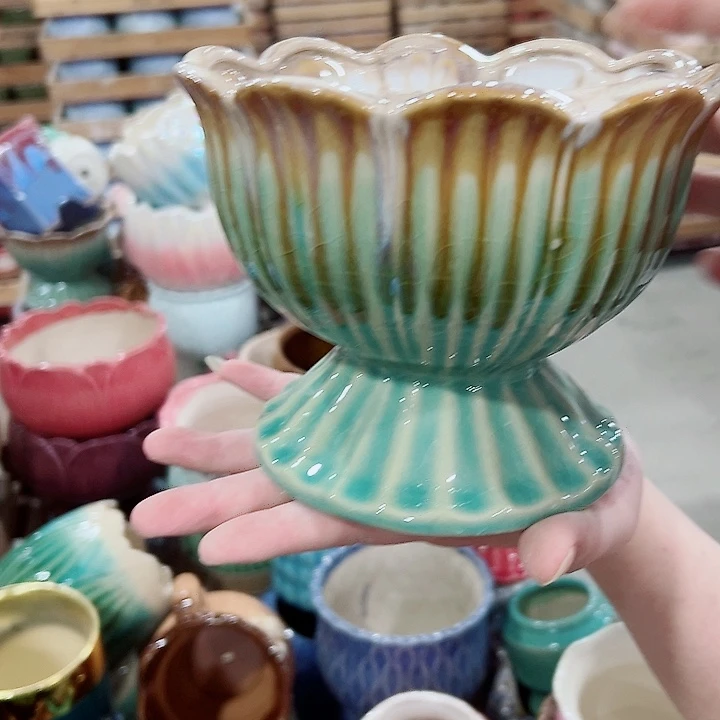 有孔.凑满10元发货多肉陶瓷花盆！