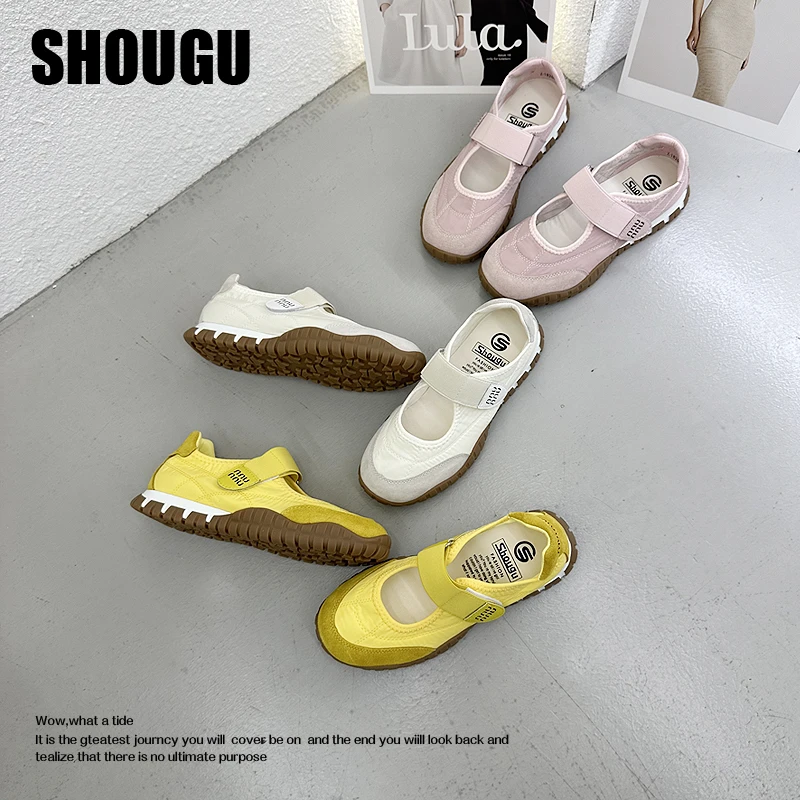 shougu/首谷ins街拍时尚夏季糖果色软底百搭休闲鞋圆头舞蹈鞋女鞋