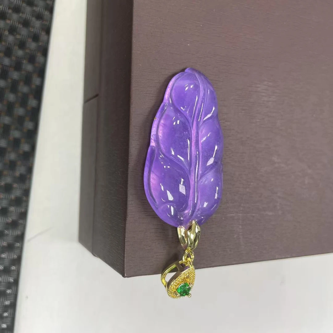 【大喜儿】透紫叶子吊坠-12WQ1980