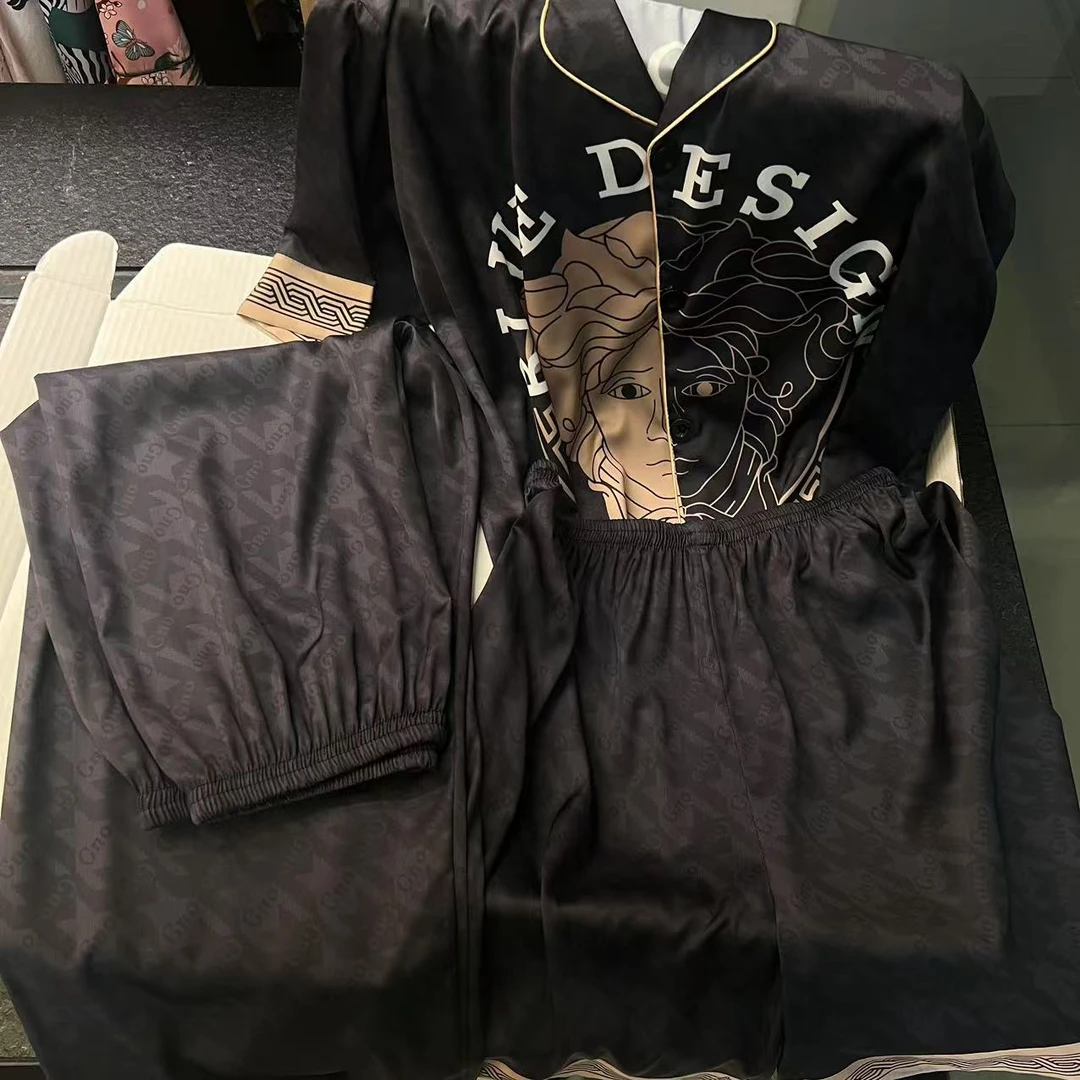 【范哥新款】江南柳叶丝睡衣软丝男女同款网红家居服套装情侣可外穿