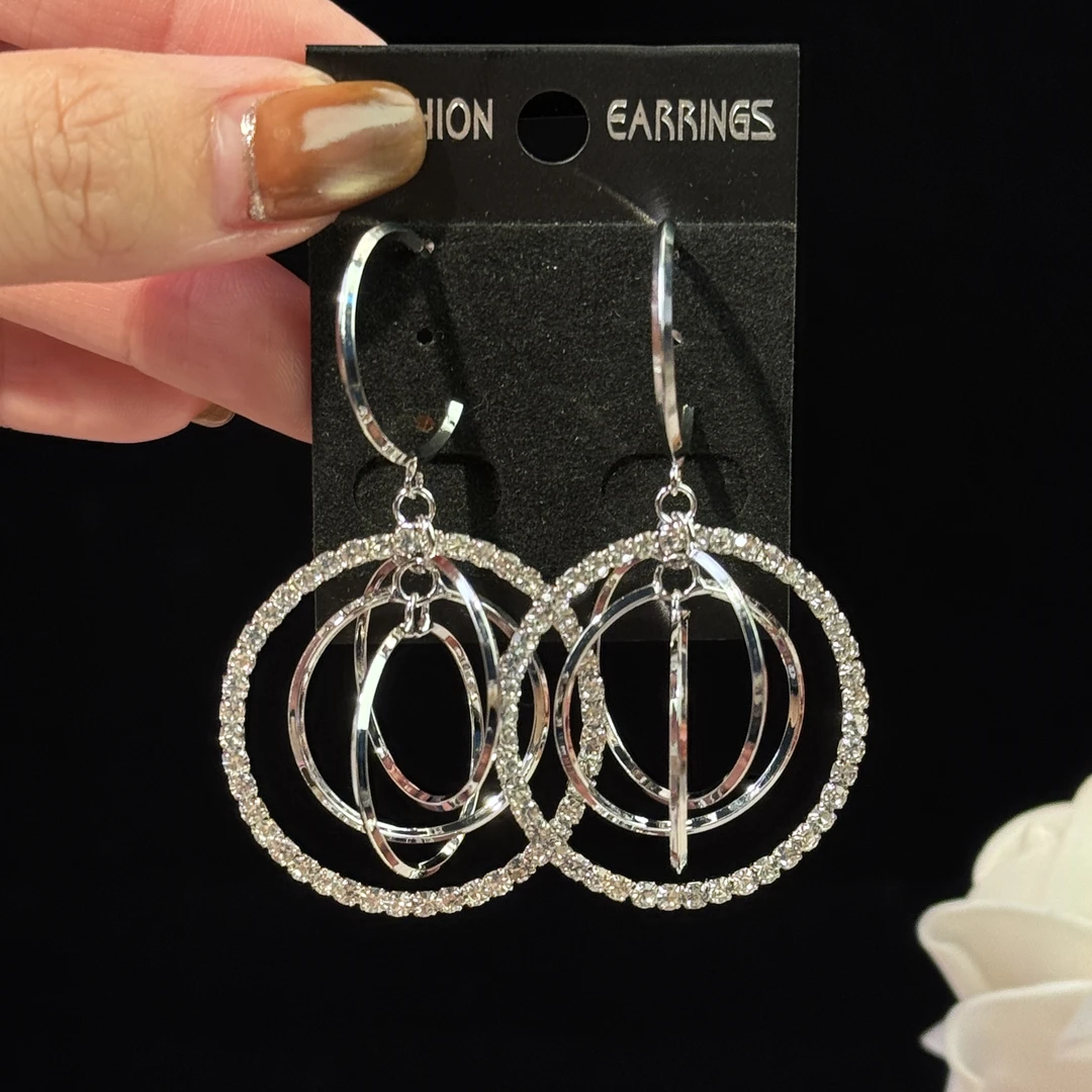 铜合金锆石耳饰 忆南】小众高级感长款时尚耳坠个性地球仪气质耳环