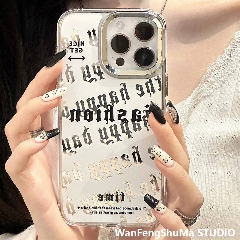 【创意标签】适用苹果16镜面手机壳华为荣耀vivo小米oppo补妆防摔壳