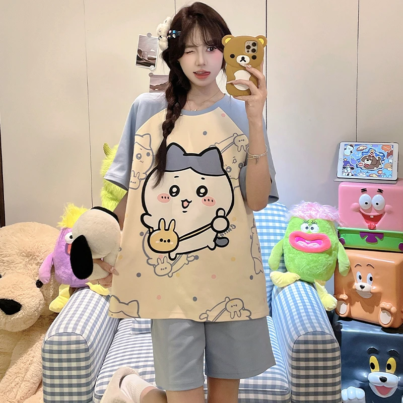 睡衣女童纯棉短袖2025夏季新款中大童初中生女孩可爱亲子母女睡衣