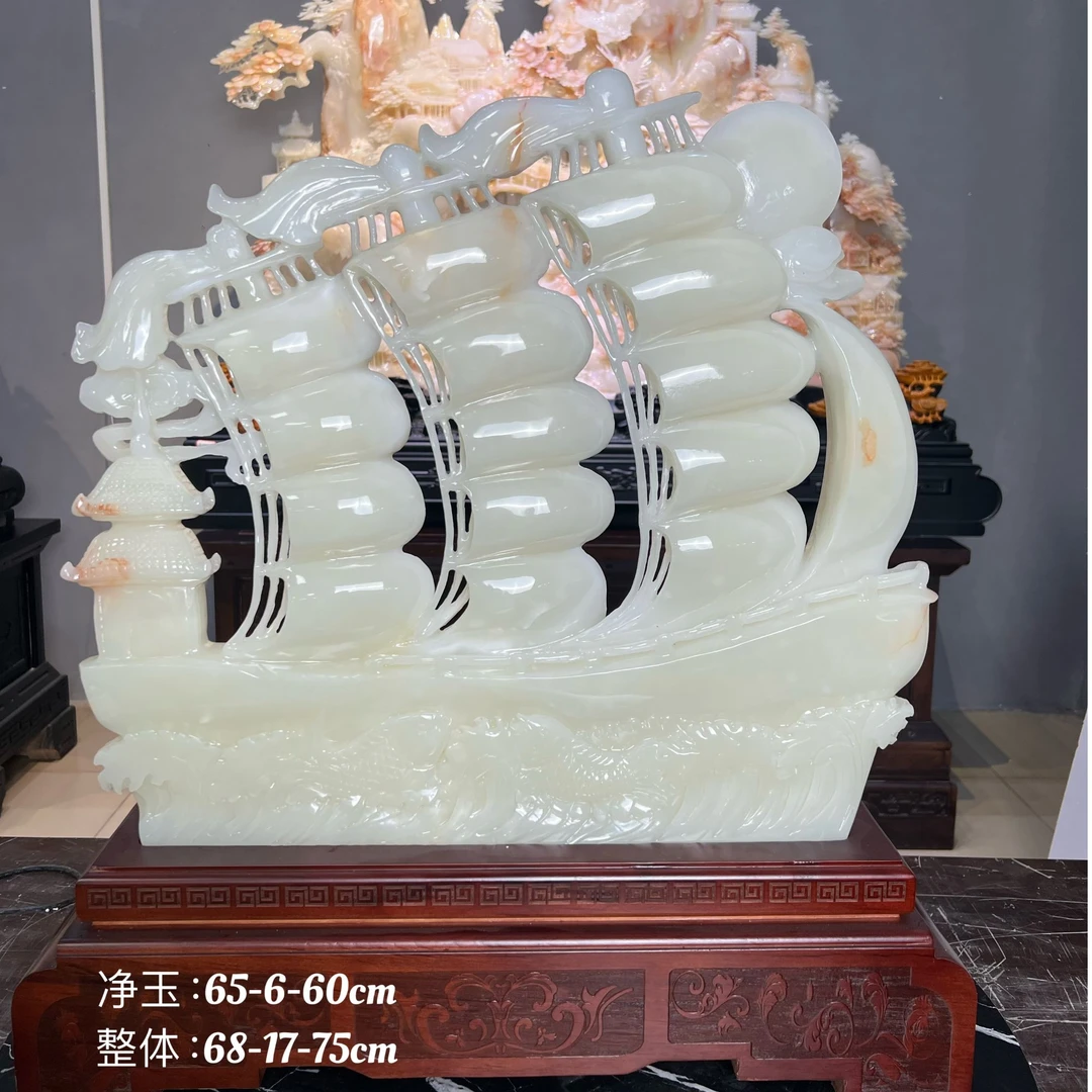 一帆风顺顺风顺水顺财神红花冰 摆件