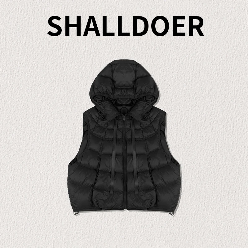 2025秋季新款连帽无袖马甲女时尚洋气设计感显瘦外穿潮流纯色衣服