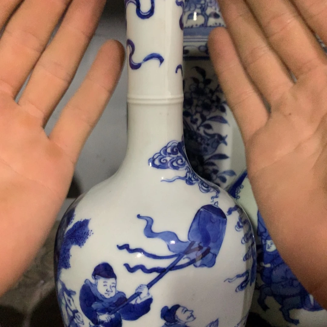 摆件硕**垒青花人物瓶摆件全品