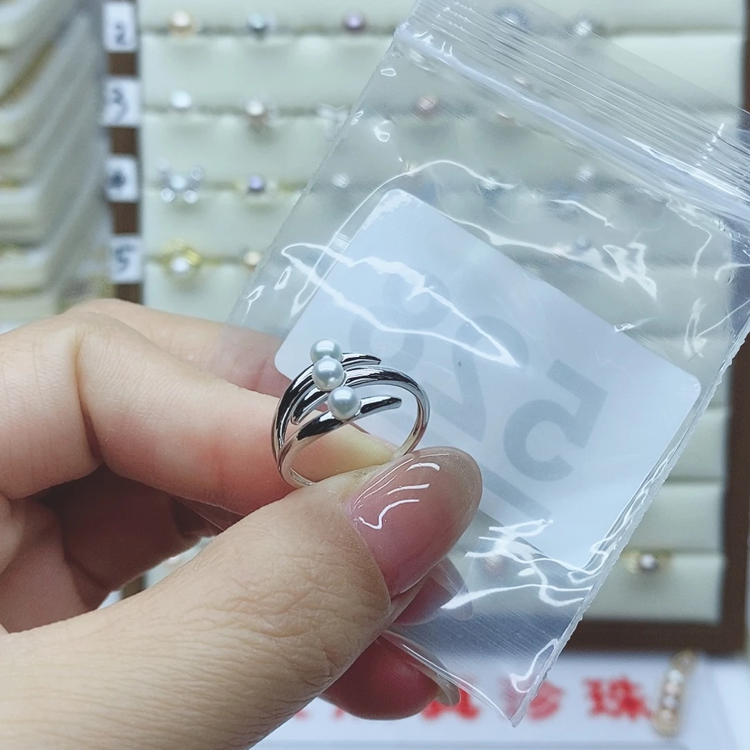 淡水珍珠戒指银S925镶嵌肉***?528