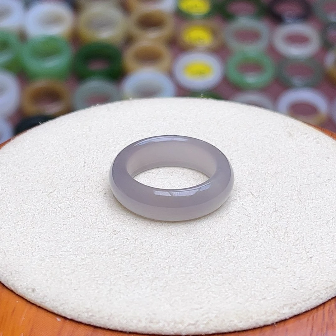 和田玉戒指未镶嵌16.3内径仙气紫