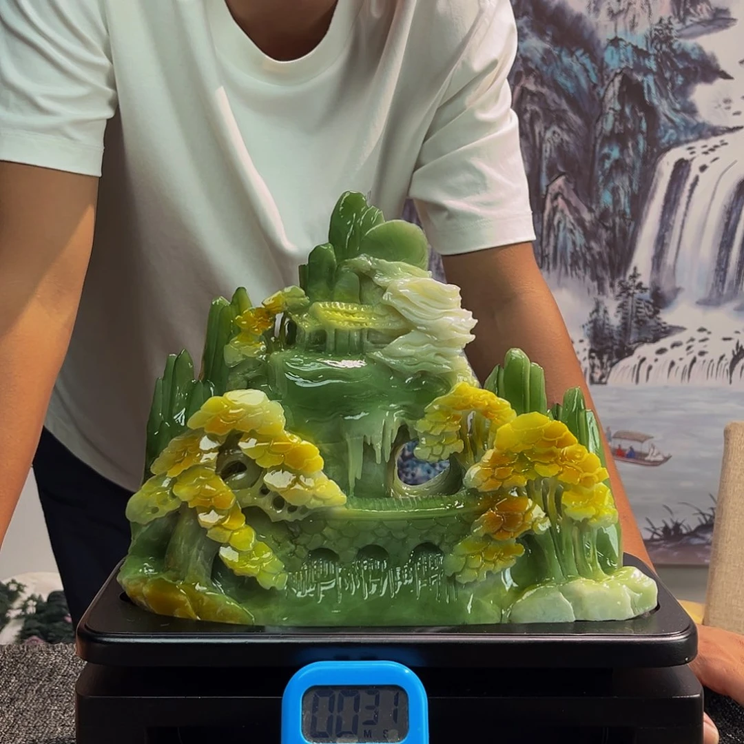 照***亮玉玉摆件多色带底坐，